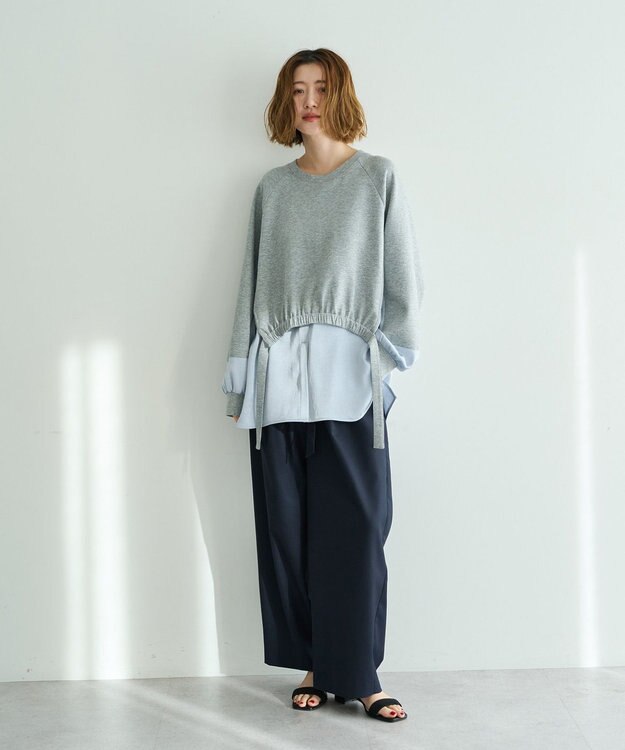 YECCA VECCA シャツレイヤードデザインプルオーバー Gray Mixture