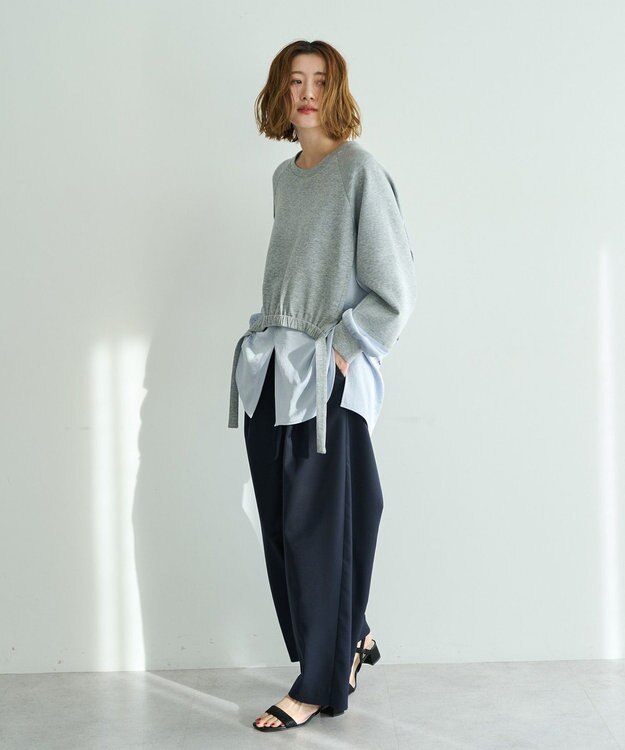 YECCA VECCA シャツレイヤードデザインプルオーバー Gray Mixture