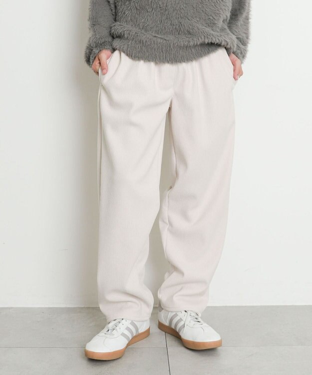WEGO 【暖パンツ/SMLサイズ展開】裏ベロアシェフパンツ ホワイトアイボリー