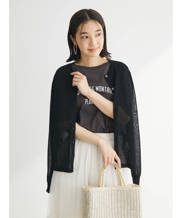 Green Parks 推しニット　クルーネックカーディガン Black