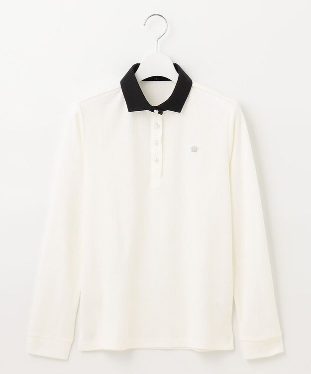 23区GOLF 【WOMEN】【日本製】クレリックカラー 長袖シャツ ホワイト系