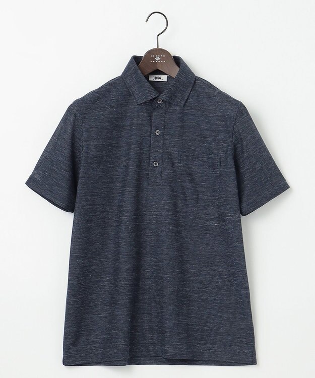 JOSEPH ABBOUD 【吸水速乾/軽量】リネンTOPピケ ポロシャツ ネイビー系