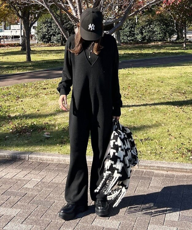 Green Parks ニットサロペット Black