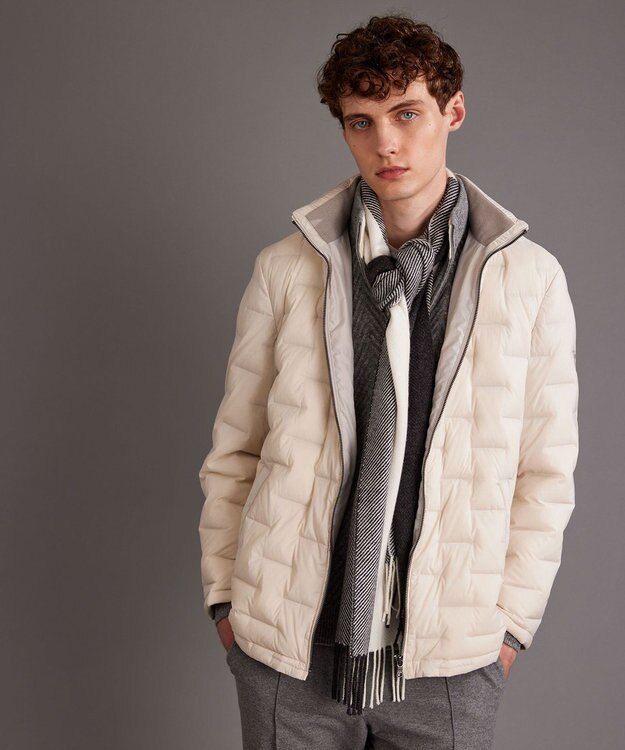 JOSEPH ABBOUD 【ピュアカシミヤ/保温性/軽量】 ヘリンボーン ストール ライトグレー系7