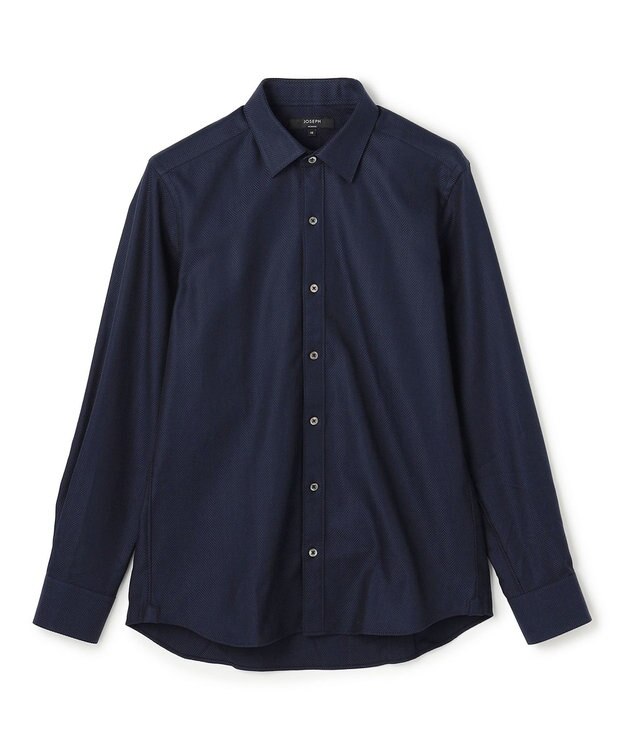 JOSEPH HOMME 【ドレスシャツ】ヘリンボンシャツ レギュラーカラードレスシャツ ネイビー系