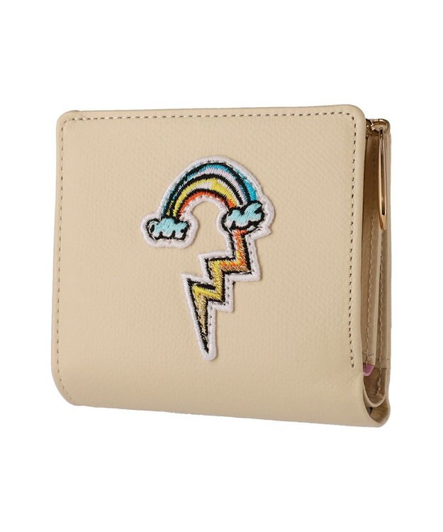 tsumori chisato CARRY ラブワッペン 2つ折り財布 ミニ財布 ベージュ