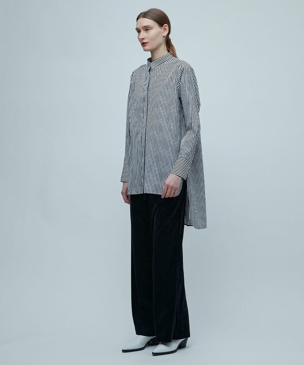 BEIGE， BAILLEUL / ロングシャツ Navy Stripe