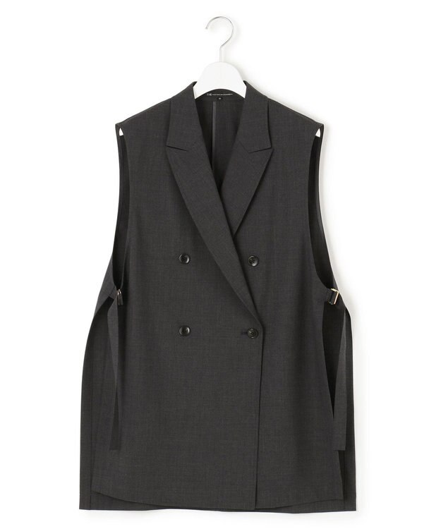 23区 【洗える】TWマットクロス テーラード ジレ チャコール系