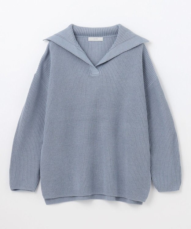 ANY ウールブレンドスキッパーネックニット ブルー