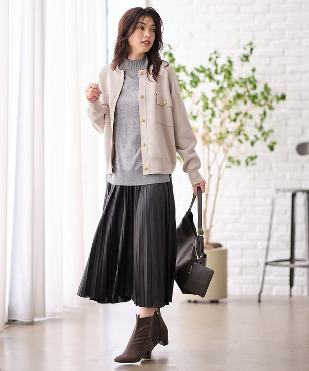 ANY 【洗濯機可】スウェットライクカーディガン オイスター