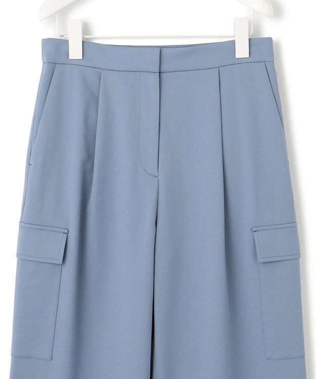 ICB 【UVカット・吸水速乾・洗える】シェルタリングドライサテン  ワイドストレートカーゴパンツ ブルー系