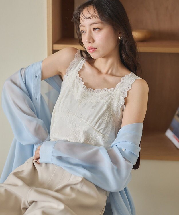 earth music&ecology 総レースキャミソール Ivory