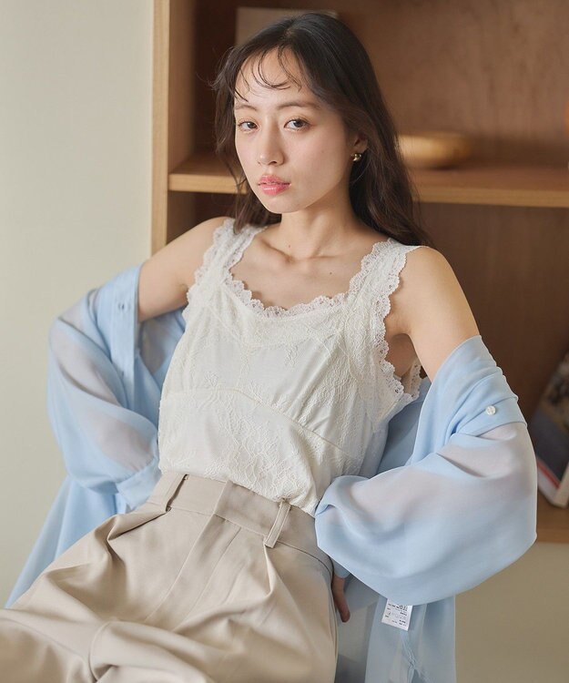 earth music&ecology 総レースキャミソール Ivory