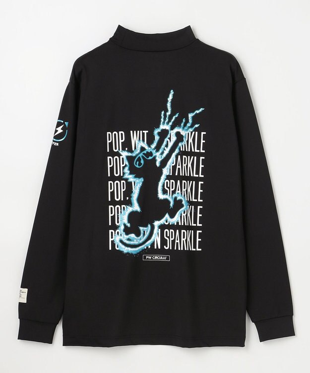 PW CIRCULUS 【吸水速乾 /  UV遮蔽率99.9% UVカット / ストレッチ】【MEN】アニマルグラフィックロングスリーブモックT  ゴルフ ブラック系