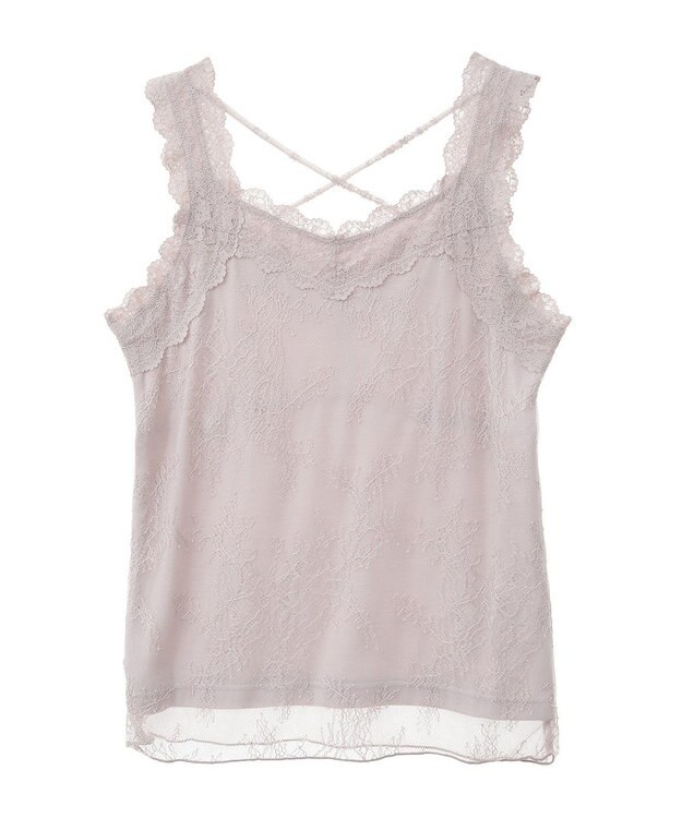 earth music&ecology 総レースキャミソール Pink Beige