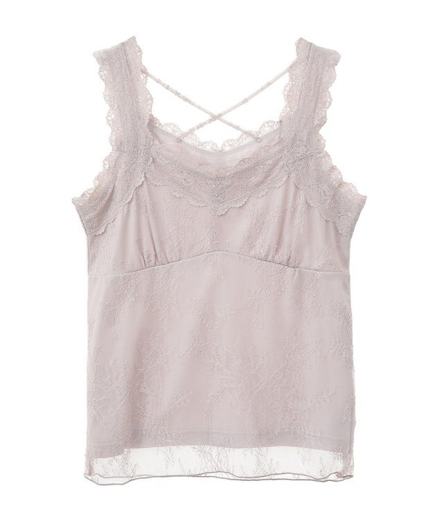 earth music&ecology 総レースキャミソール Pink Beige
