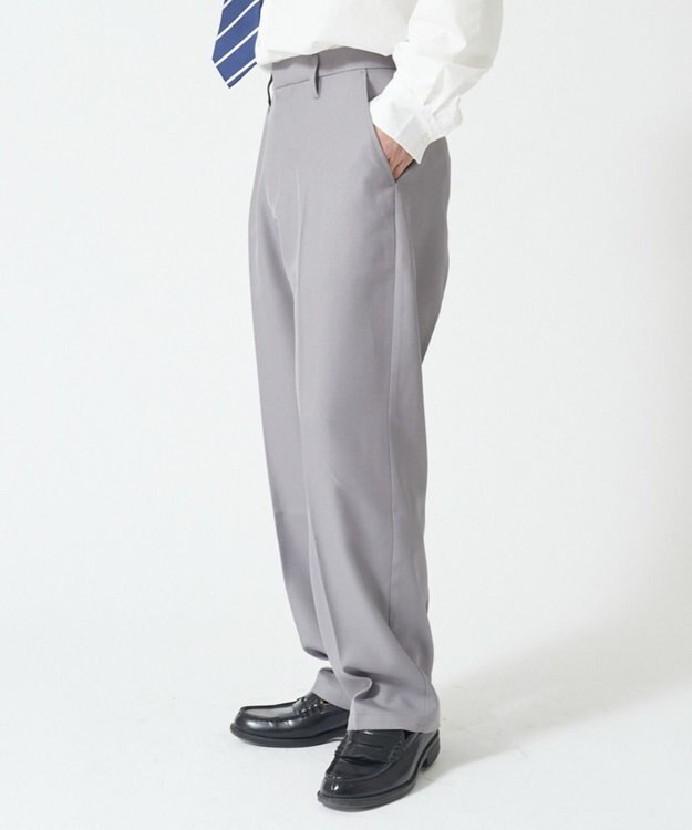 WEGO 【SCHOOLITEM】メンズスクールセミワイドスラックス グレー