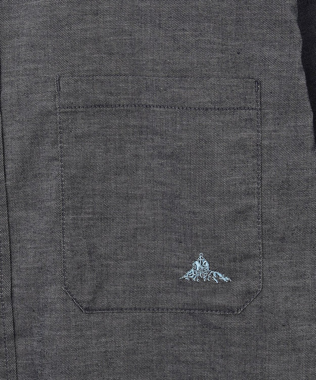 SHARE PARK MENS 【UVカット・撥水・ストレッチ】イージーデニムノーカラーシャツ ネイビー系