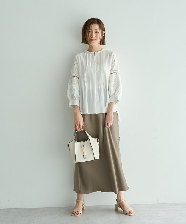 YECCA VECCA レース切替スキッパーブラウス Off White