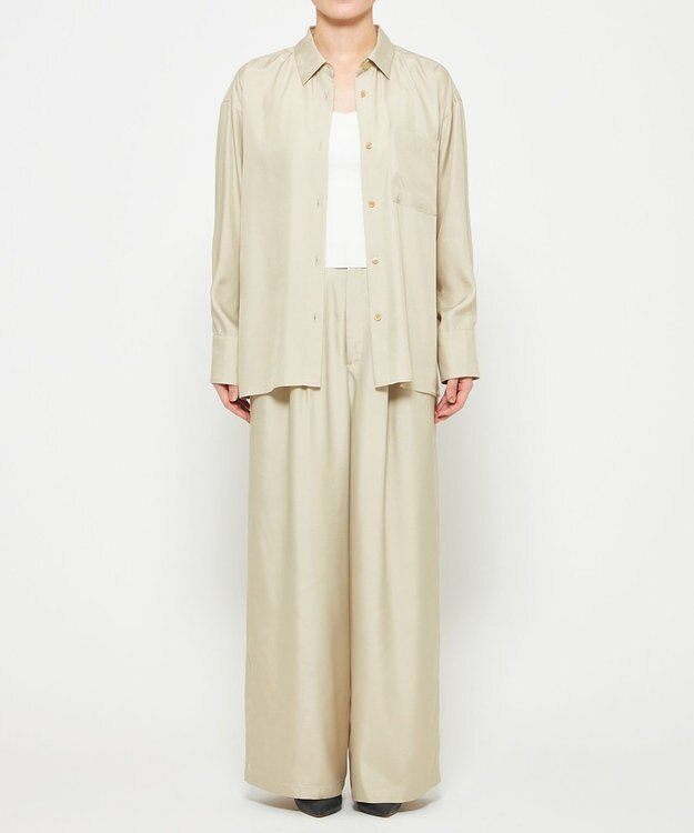 uncrave 【新色追加！】フィブリルシャンブレー ワイドパンツ ライトベージュ