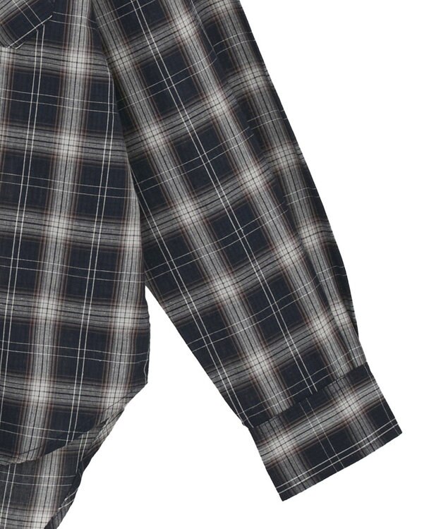 earth music&ecology 【コットン100】マルチウェイチェックシャツ Check Black