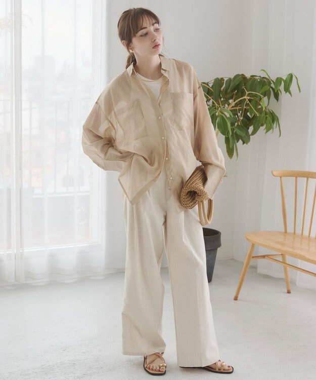 WEGO 【ANGIE VINTAGE】シアーシャツ ライトベージュ