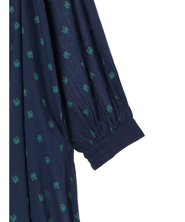CRAFT STANDARD BOUTIQUE インド綿混キルト切替花柄ワンピース Navy