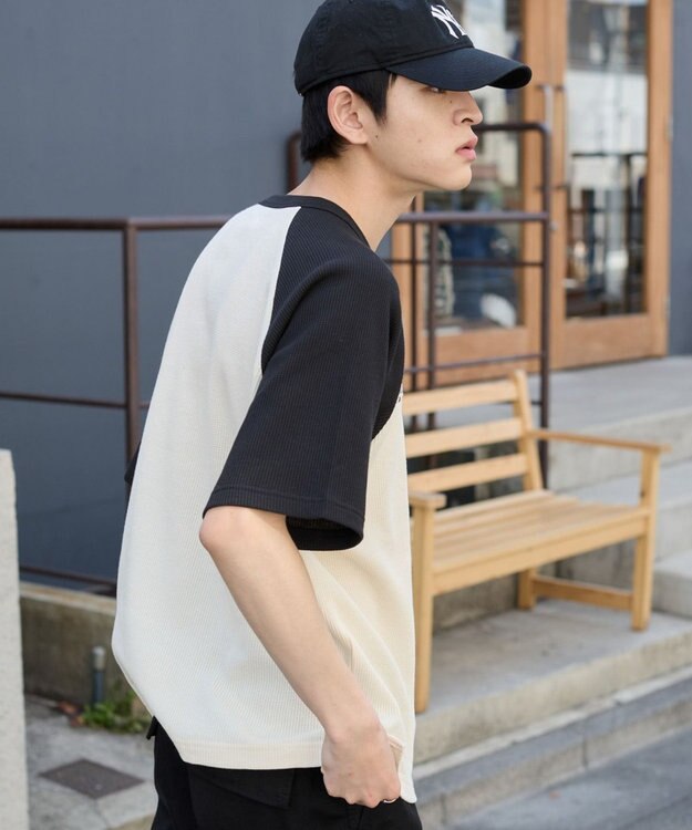 WEGO 【ユニセックス着用ITEM/MLサイズ展開】ワッフルラグランT（SS） オフホワイト