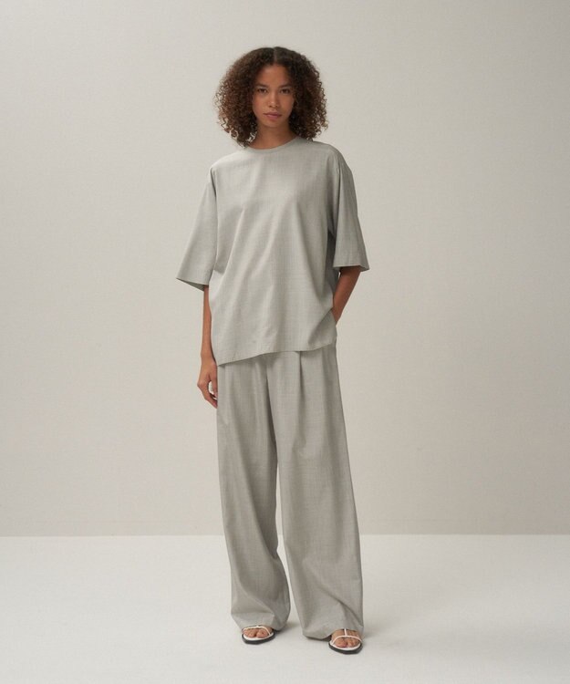 ATON SILK TROPICAL | イージーワイドパンツ TOP GRAY