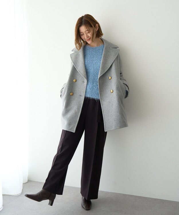 YECCA VECCA ラメシャギーボートネックニット Blue