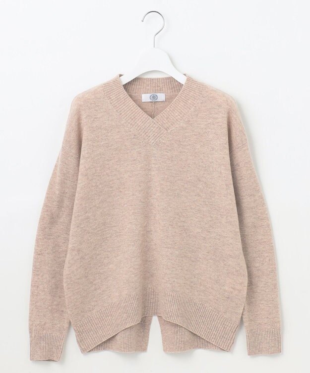 J.PRESS LADIES L 【洗える】CASHMERE BLEND Vネック ニット ベージュ系