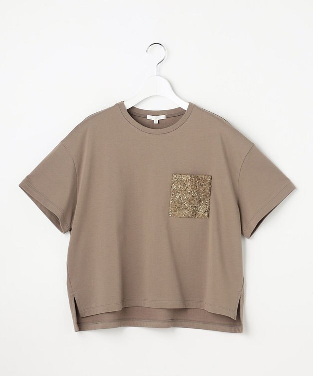 自由区 スパングルポケットＴシャツ ブラウン