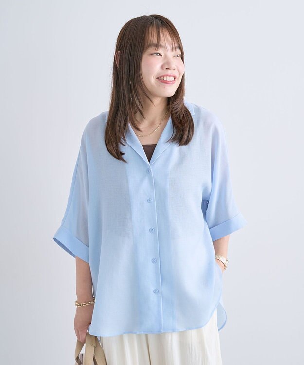 Green Parks 【WEB限定】開襟シアージャケット風シャツⅡ Blue