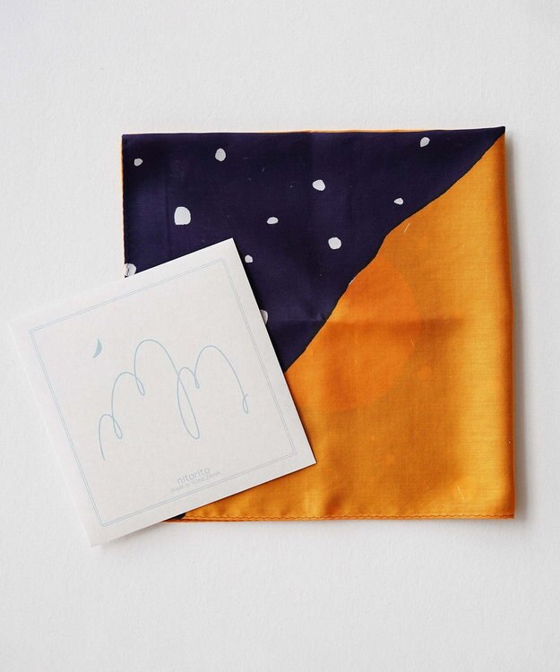 nitorito 【UNISEX】ギフトパッケージ&ステッカー付 mountain&moon ハンカチ スカーフ キャメル×ネイビー