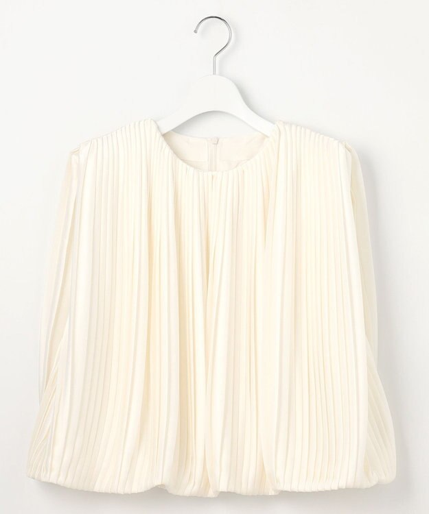 23区 L 【エステータ】ドレープサテン プリーツブラウス ホワイト系