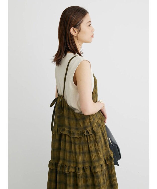 Green Parks ・Ｐｅｔｉｔ　Ｆｌｅｕｒ　フリルティアードキャミワンピ Olive