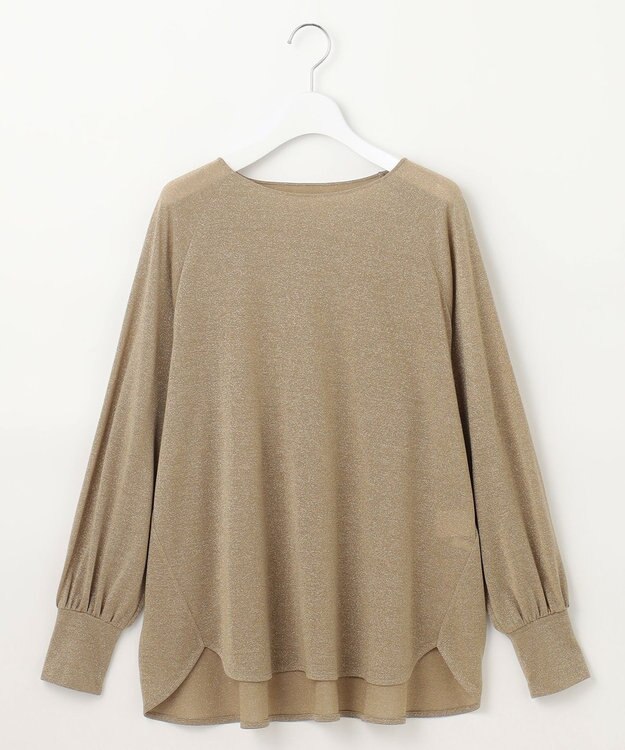 自由区 L 【洗える】ラメシアー トップス ベージュ