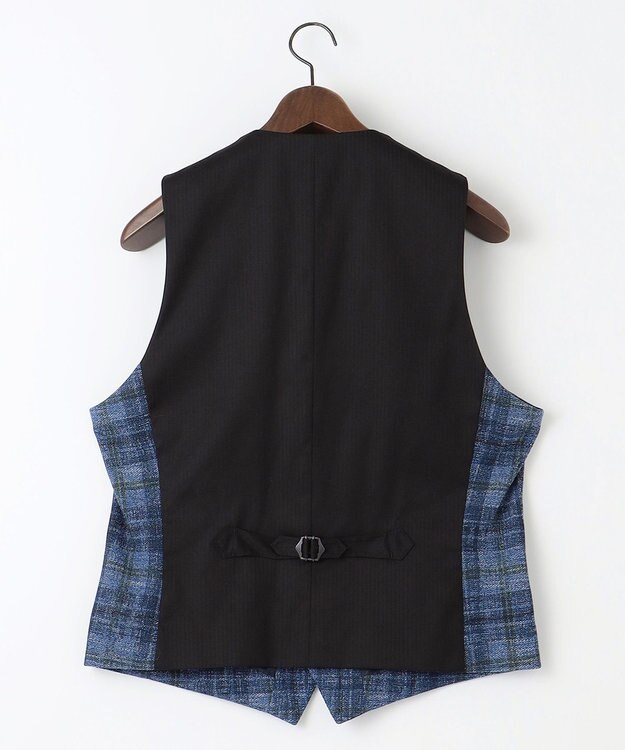 JOSEPH ABBOUD 【イタリア素材/軽量/ストレッチ】サマーツィードジャージープリントベスト ネイビー系4