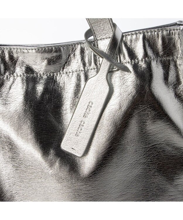 UNBILLION cachecache ソフトメタリックショッパートート シルバー