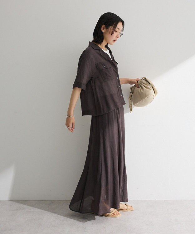 Green Parks ＳＥＴ２点　シャツスカートセットアップ Charcoal Gray