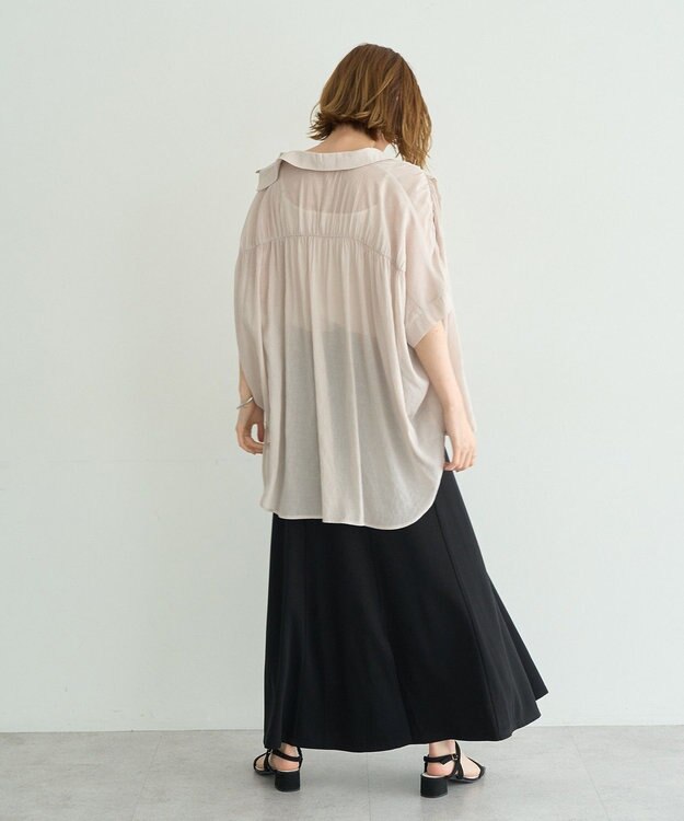 YECCA VECCA 【ドライタッチ】シアーバックギャザーシャツ Light Beige