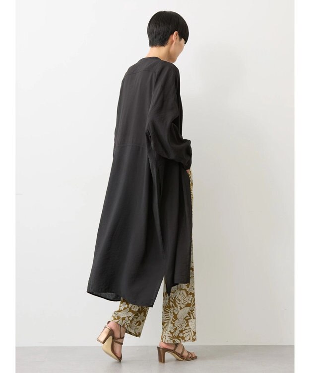 AMERICAN HOLIC 接触冷感バンドカラー切替シャツワンピース Black