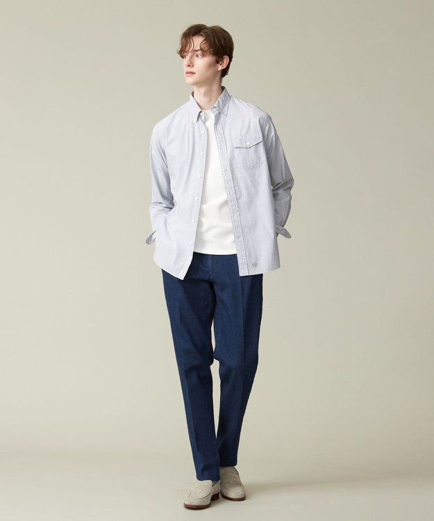 J.PRESS MEN 【ストレッチ】ワンタック ストレッチリングデニム パンツ ネイビー系