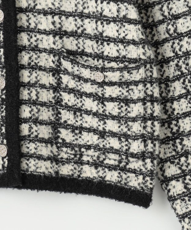 ANY SIS 【洗える】襟付ツイード ジャケット ブラック系