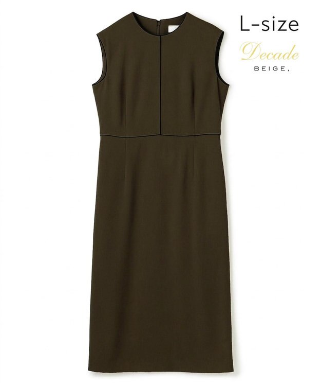 BEIGE， 【Lsize・セットアップ対応】CINDY / 配色ライン クルーネックドレス Brown ×Black