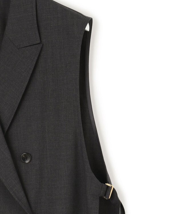 23区 【洗える】TWマットクロス テーラード ジレ チャコール系