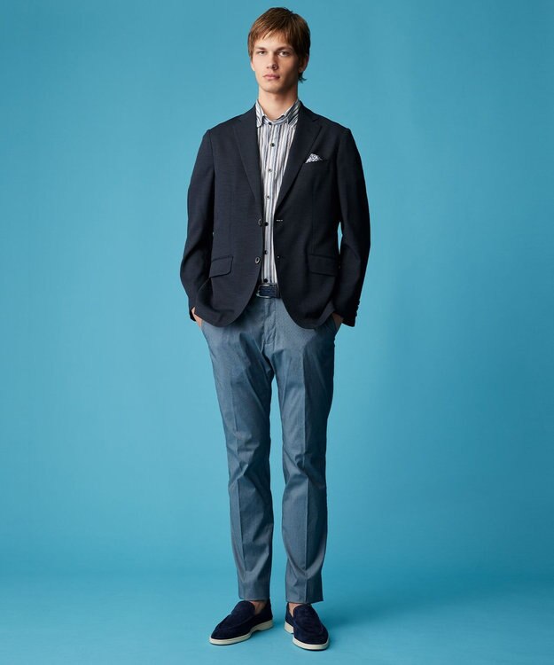 JOSEPH ABBOUD 【キングサイズ・洗える/速乾/防しわ/軽量/ストレッチ/JAPANファブリック】コンフォータブルレース ジャケット ネイビー系