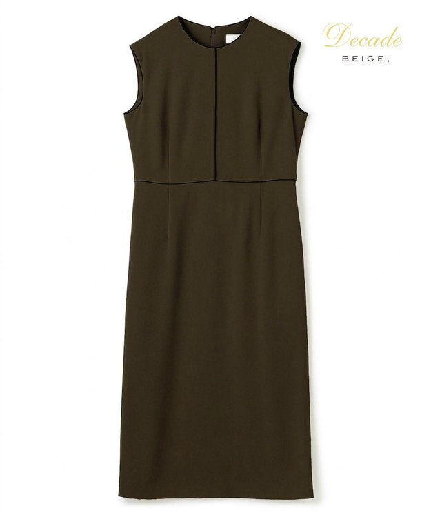 BEIGE， 【セットアップ対応】CINDY / 配色ライン クルーネックドレス Brown ×Black