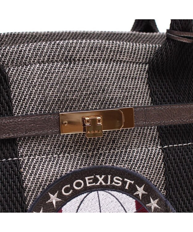 A.D.M.J. 【ファブリック】リネンラメクロス/前金具付トート32cm(Dカン＋)リネンラメクロス/前金具付トート40cm(Dカン＋) BLACK