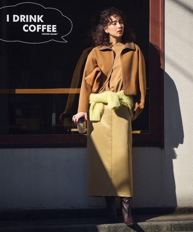 UNFILO アルパカシャギー Vネックカーディガン イエロー